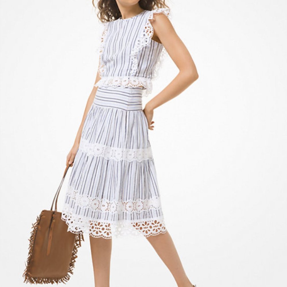 Michael Kors Blue and White Striped Skirt Set (Available Separately or Together)